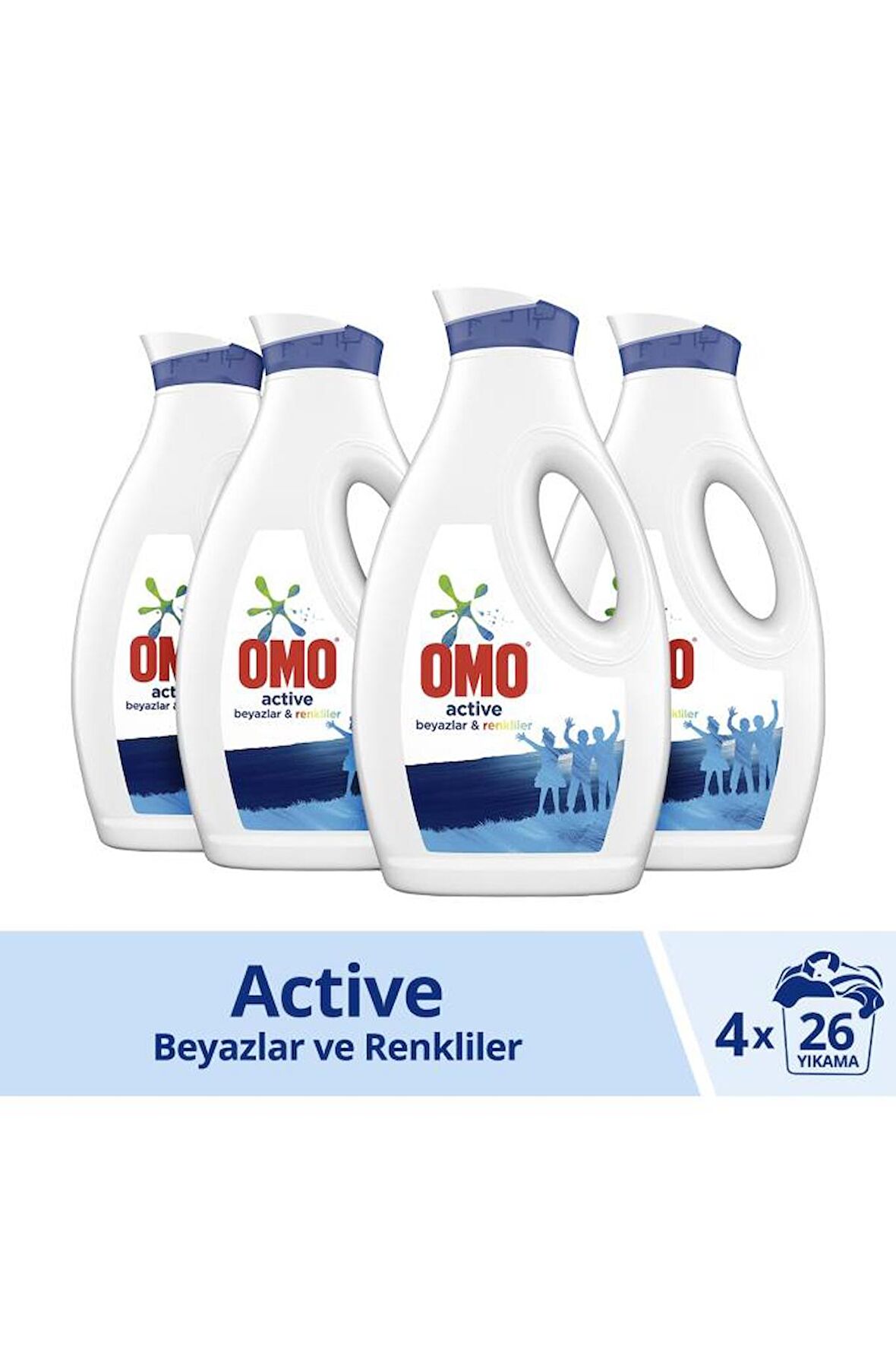 Omo Leke Karşıtı Beyazlar ve Renkliler için Sıvı Deterjan 26 Yıkama 4x1.69 lt